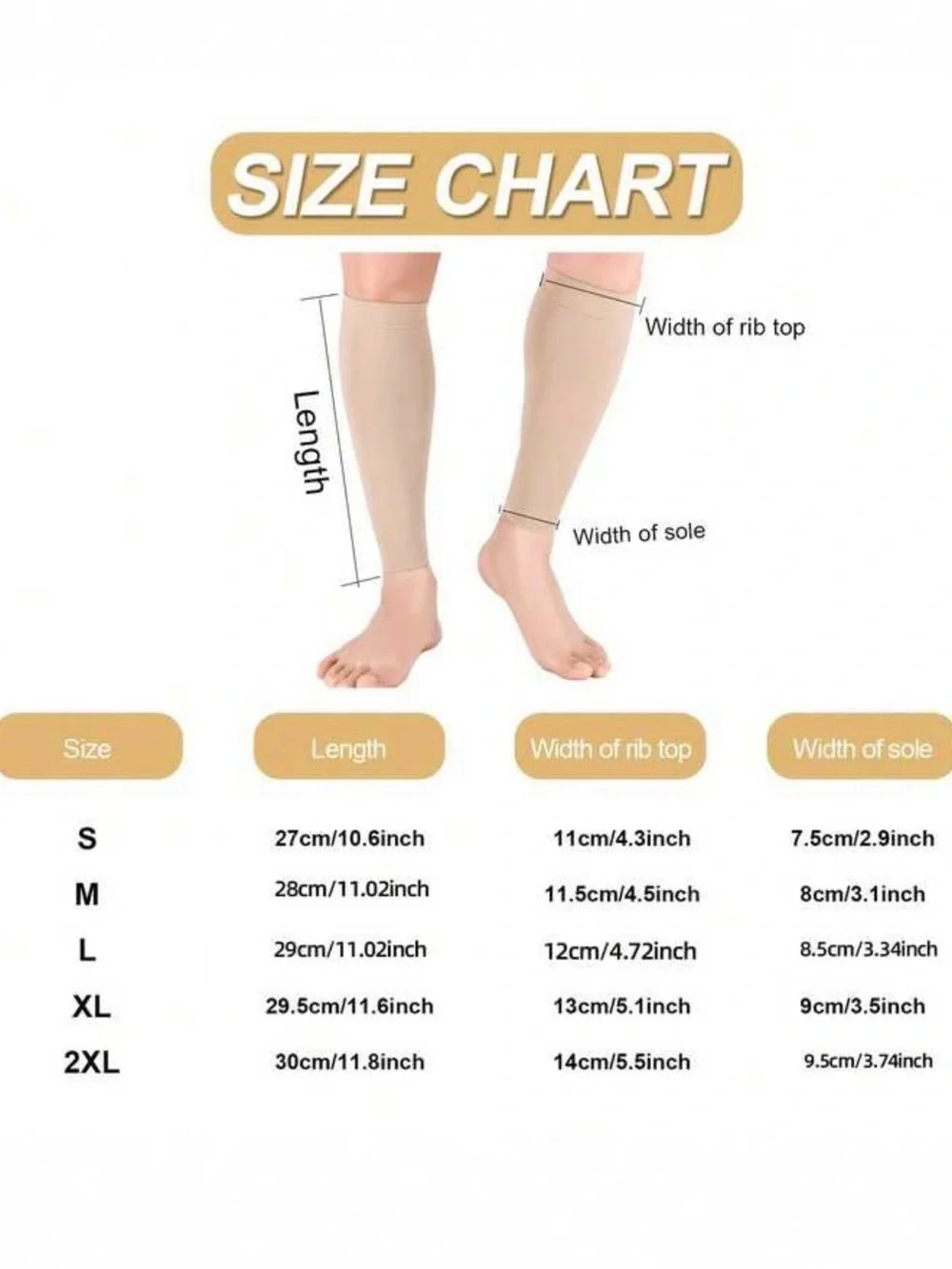 Compression Calf Sleeves for Women Beige Support Sleeves